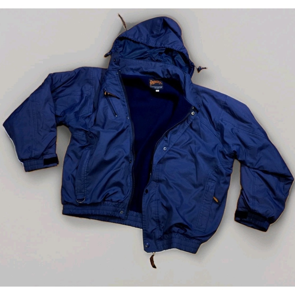 Vintage Pioneer Sportswear All-Weather Hooded Jacket Navy Men's L Oversized Y2K